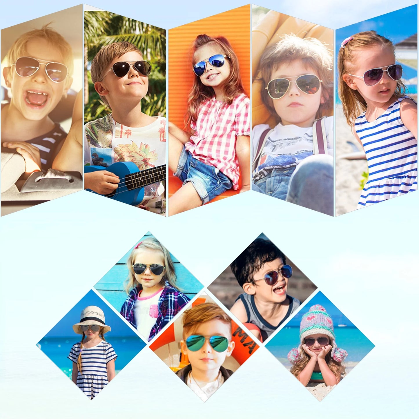 Aviator Sunglasses for Kids Girls Boys Age 3-12, with Case, UV Protection,Green - SEVENB