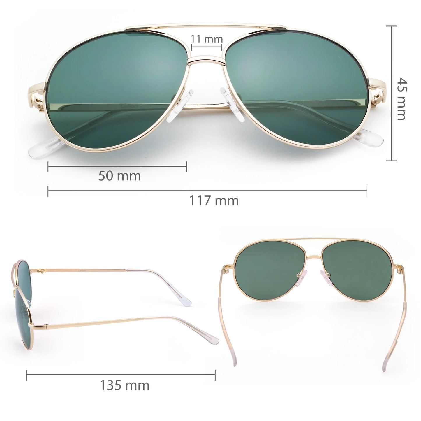 Aviator Sunglasses for Kids Girls Boys Age 3-12, with Case, UV Protection,Green - SEVENB
