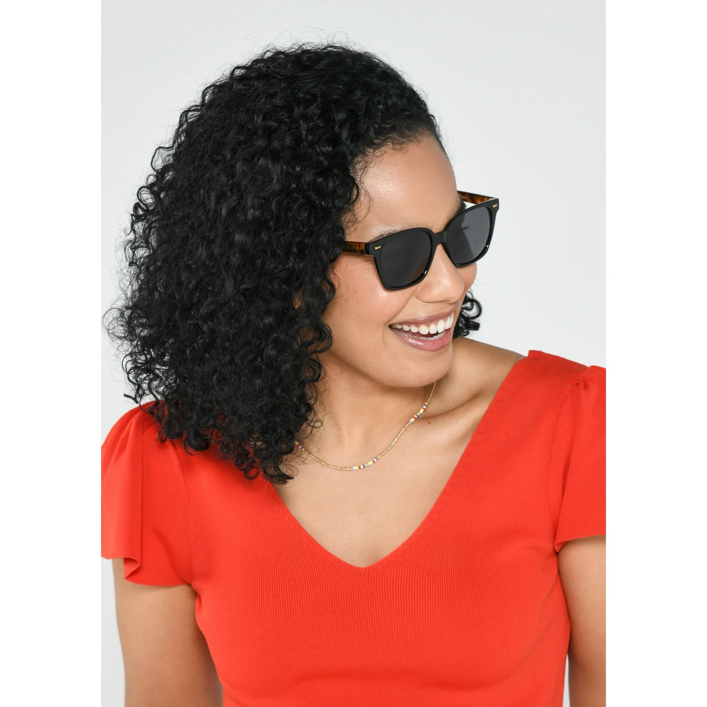 Foster Grant Women's Polarized Way-Shaped Sunglasses, Black - SEVENB