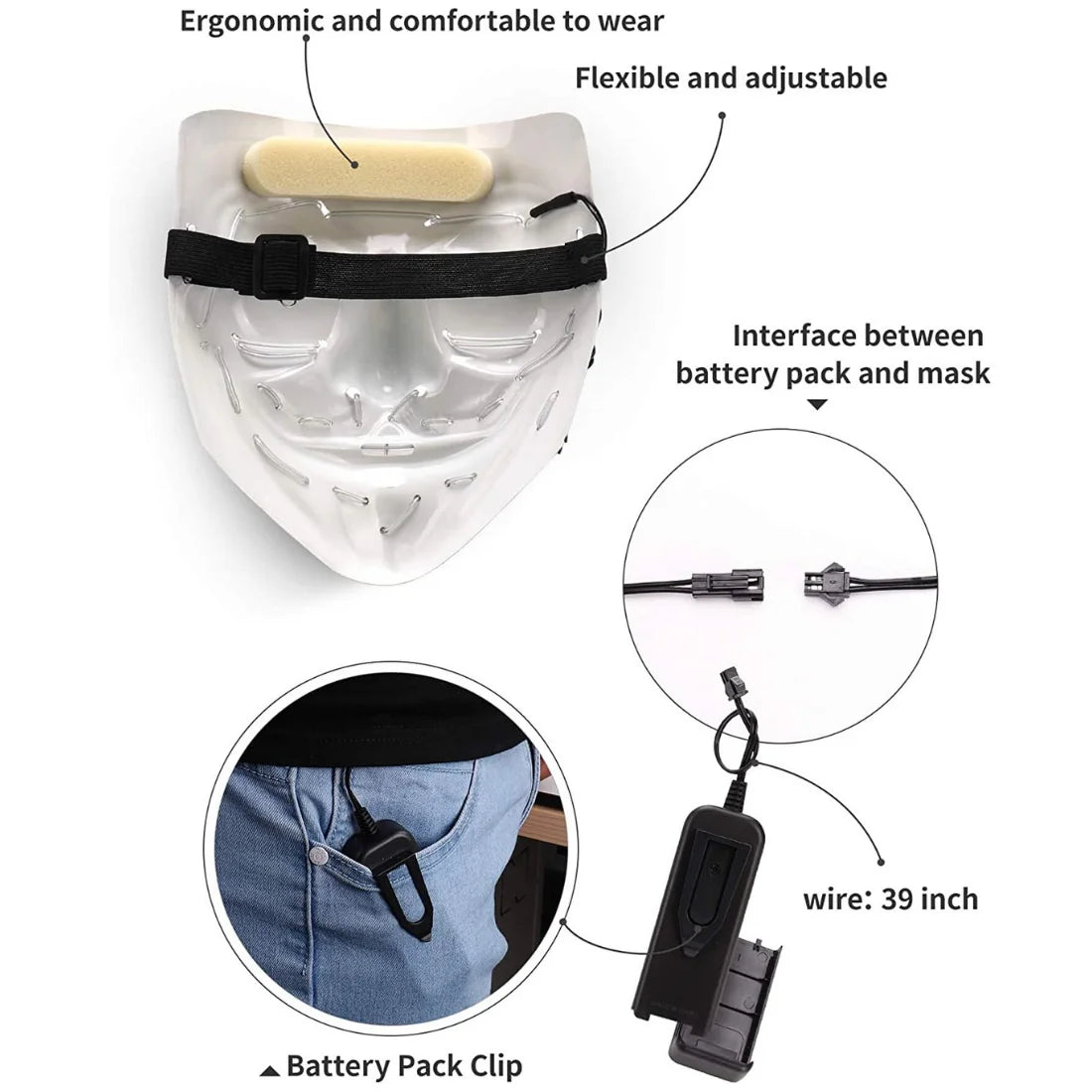 Halloween LED Glow-Up Mask - SEVENB