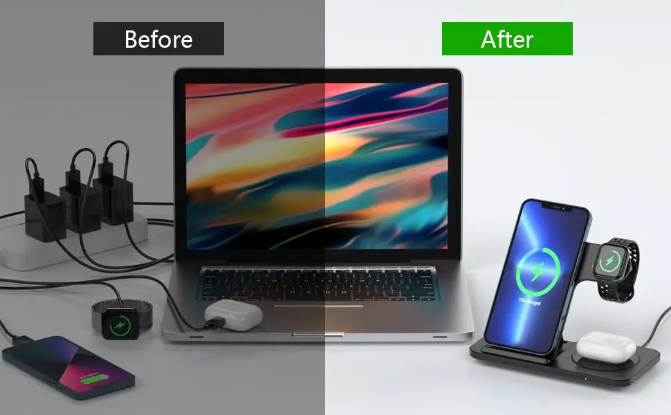 VIKEFON 3 in 1 Wireless Fast Charger - SEVENB