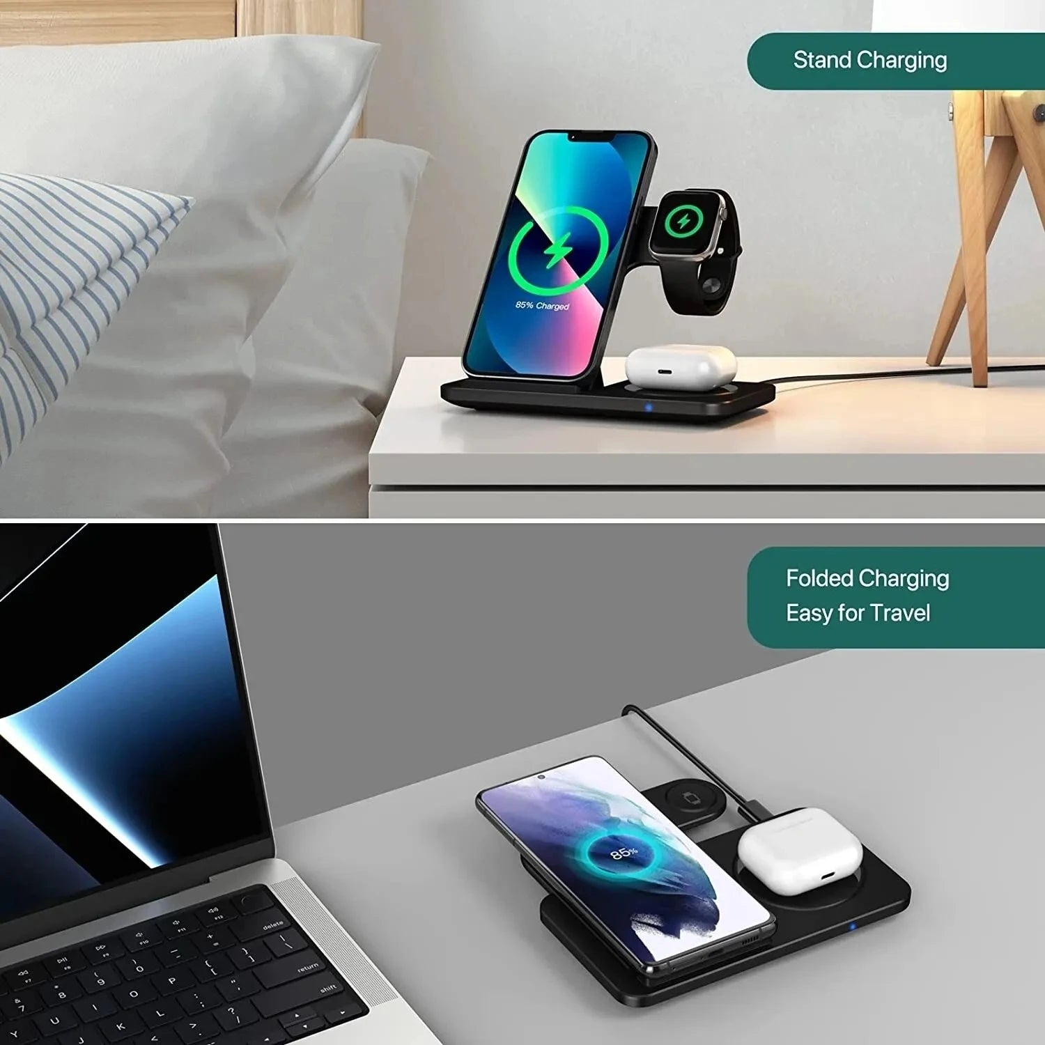 VIKEFON 3 in 1 Wireless Fast Charger - SEVENB