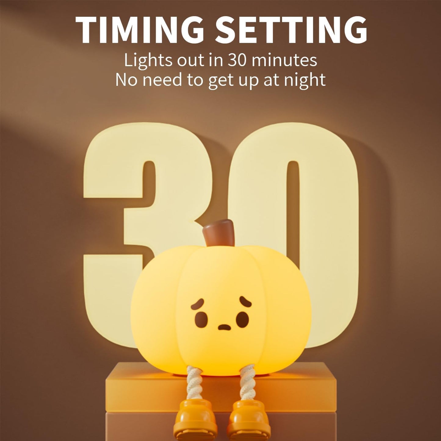 Pumpkin Night Lightle Squishy Funny Pumpkin Lamp, Dimmable Silicone Light Up Nursery Nightlight, Rechargeable Cute Bedside Night Touch Lamp for Kids - SEVENB