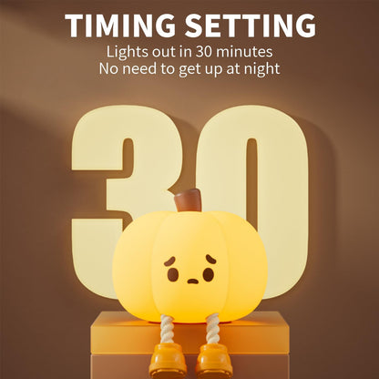 Pumpkin Night Lightle Squishy Funny Pumpkin Lamp, Dimmable Silicone Light Up Nursery Nightlight, Rechargeable Cute Bedside Night Touch Lamp for Kids - SEVENB
